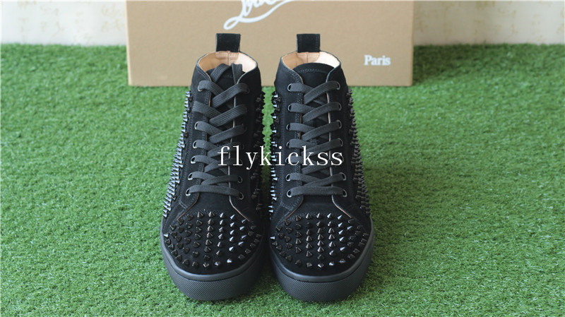 Super High End Christian Louboutin Flat Sneaker High Top Black Suede(With Receipt)